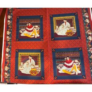 CRANSTON Joan Messmore Native American Pillow Quilt Panels 36x 44 Fabric VTG